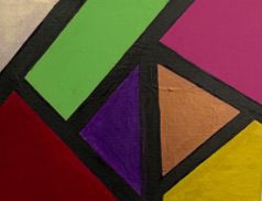 Art work with colorful block of Homage Mondrian III