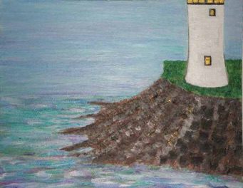 Art work of Lighthouse within sea