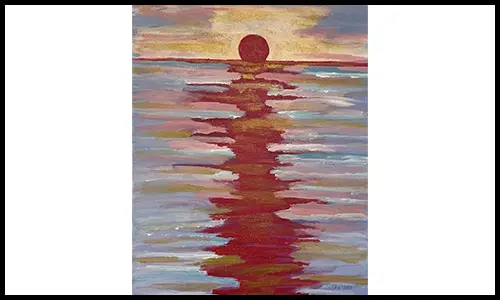 Red Sunset painting on a canvas